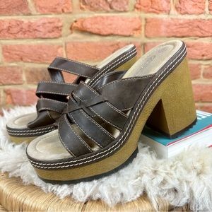 🤎 Lower east side vtg y2k chunky heel mule sandals sz 8.5
